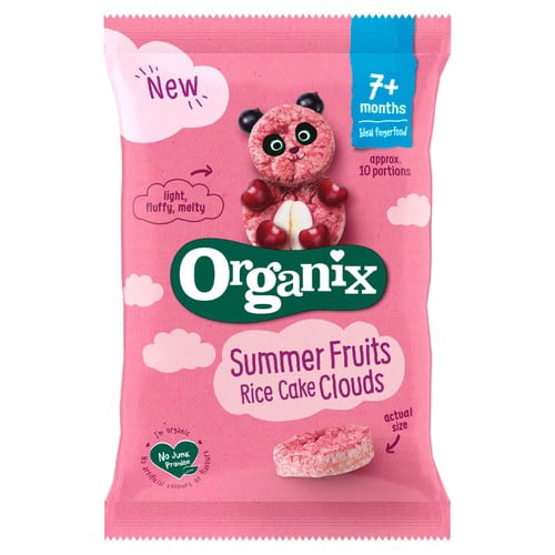 Organix Summer Fruits Rice Cake Clouds Organic Baby Snacks 7 months+ 40g, British Import (Pack of 3)