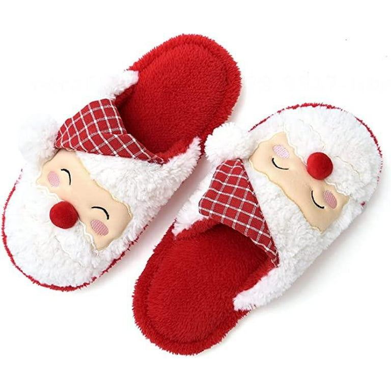 Christmas Slippers for Men and Women Novelty Holiday Slippers Cute Santa Claus Smiley Soft Bottom Plush Slippers to Keep Warm in Winter - Walmart.com