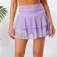 thumbnail image 5 of Doomiva Women's Lace Layered Mini Skirt Outfits A Line Cute Tiered Ruffle Skirt Y2K Streetwear Lavender M, 5 of 6