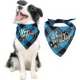 thumbnail image 1 of Birthday Dog Bandana, Double Sided Cotton Triangle Washable Reversible Plaid Painting Scarf for Small Medium Large Dogs, Unisex, Cats and Pets, 1 of 5