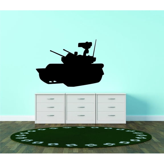 Design With Vinyl Artwork Tank Armored Military Vehicle Wall Decal for Boys - War Cargo Helicopter Battle Combat Themed Décor - Size: 11 In x 18 In