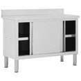 thumbnail image 2 of vidaXL Work Table with Sliding Doors 120x50x(95-97) cm Stainless Steel, 2 of 5