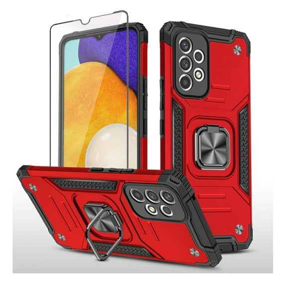 Xhy Samsung Galaxy A33 5G Case with Screen Protector Magnetic Ring Holder Kickstand Military Grade Full Body Double Layer Drop Protection Durable Detachable for Samsung Galaxy A33 5G Phone - Red