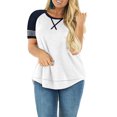 thumbnail image 5 of LANREMON Casual Women Tops Plus Size Summer Holiday Trend Tunic Tee Striped Color Block Oversized White T Shirts Blouse White 16 Plus, 5 of 5