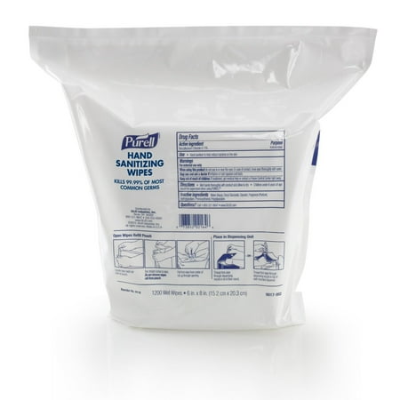 - PURELL 9118-02 1,200 Wipes/Pouch Hand Sanitizing Wipes Refill (2-Pack)