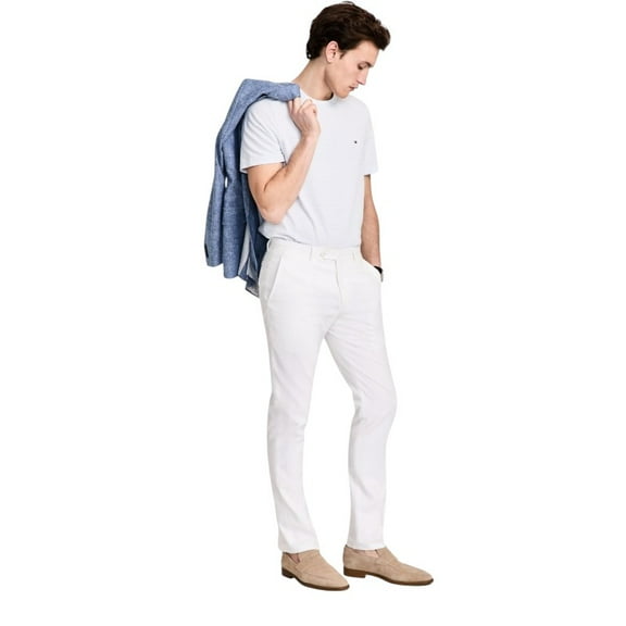 Tommy Hilfiger Mens Modern fit Dress Pants 32 / 32 White Solid Stretch Linen
