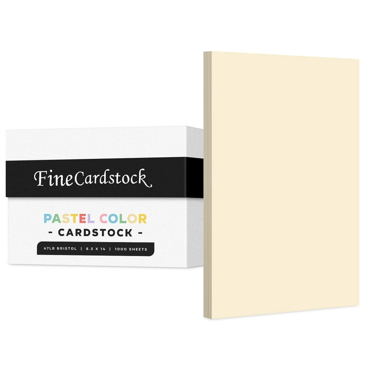 Bulk of 1000 Sheets, Cream 8.5 x 14 Menu Legal Size Pastel Color Card  Stock Paper, 67Lb Vellum Bristol Cardstock