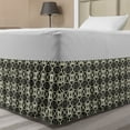thumbnail image 1 of Ethnic Bed Skirt, Continuous Pattern with Tile Like Bicolour Squares Symmetric Folk Print, Elastic Bedskirt Dust Ruffle Wrap Around for Bedding Decor, 4 Sizes, Dark Grey and Eggshell, by Ambesonne, 1 of 2