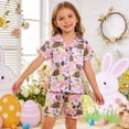thumbnail image 2 of Laipiong Girls Summer Pajama Sets 2026 Happy Easter Bunny Egg Print Short Sleeve Top and Shorts Homewear Sleepwear Outfit for Toddlers Kids, 2 of 9