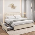 thumbnail image 3 of Homfa King Size Storage Bed, 4 Drawers Vevlet Platform Bed Frame with Adjustable Upholstered Headboard, Creamy White, 3 of 8
