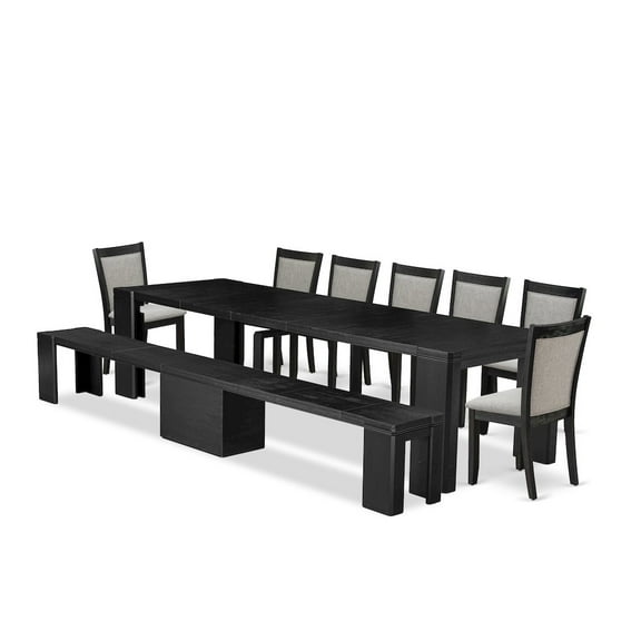 Luxe by East West Furniture 9-piece Dining Room Table Set a Rectangular Dining Table with wooden Benches