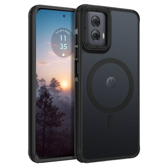 Moto G Power 2024 Case (6.7") - DOMAVER Magnetic Case Compatible with MagSafe | Translucent Matte Finish | Shockproof & Anti-Scratch Protection | for Motorola Moto G Power 5G 2024 - Black