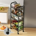 thumbnail image 4 of 5-Tier Slim Storage Cart with Wheels, 17.3" Narrow Rolling Storage Cart with Stackable Mesh Baskets, Handle & Hanging Boxes, Slim Rolling Cart for Kitchen, Bathroom, Laundry Room, Black, 4 of 8
