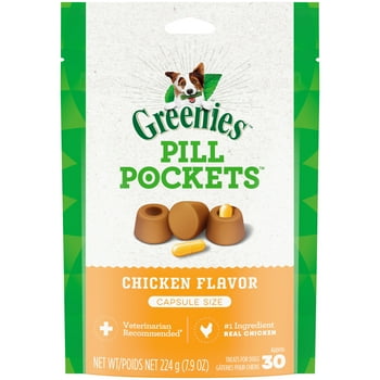 GREENIES PILL POCKETS for Dogs  Size Natural Soft Dog Treats, Chicken Flavor, 7.9 oz. Pack (30 Treats)