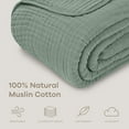 thumbnail image 4 of Comfy Cubs Muslin Blanket, Extra Large 90” x 90”, 6 Layer Cooling Cotton Softness (Fern, Queen), 4 of 6