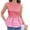 Pink, variant on Summer Stripe Print Women Sleeveless Patchwork Slim Tank Tops Ruffle Vest