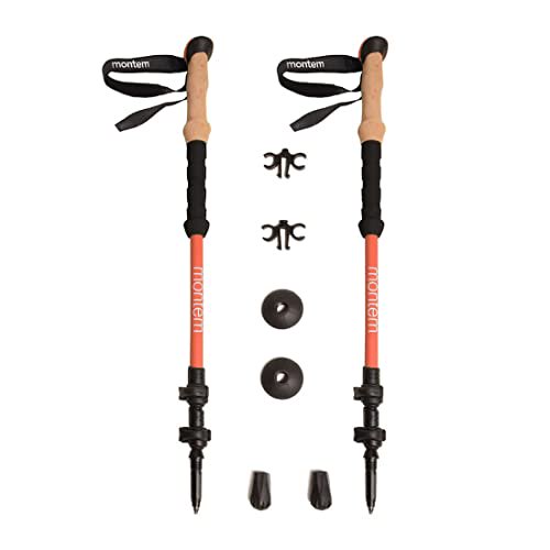Montem Poteaux de Randonnée/marche/randonnée Ultra Résistants - une Paire (2 Poteaux) (Orange)