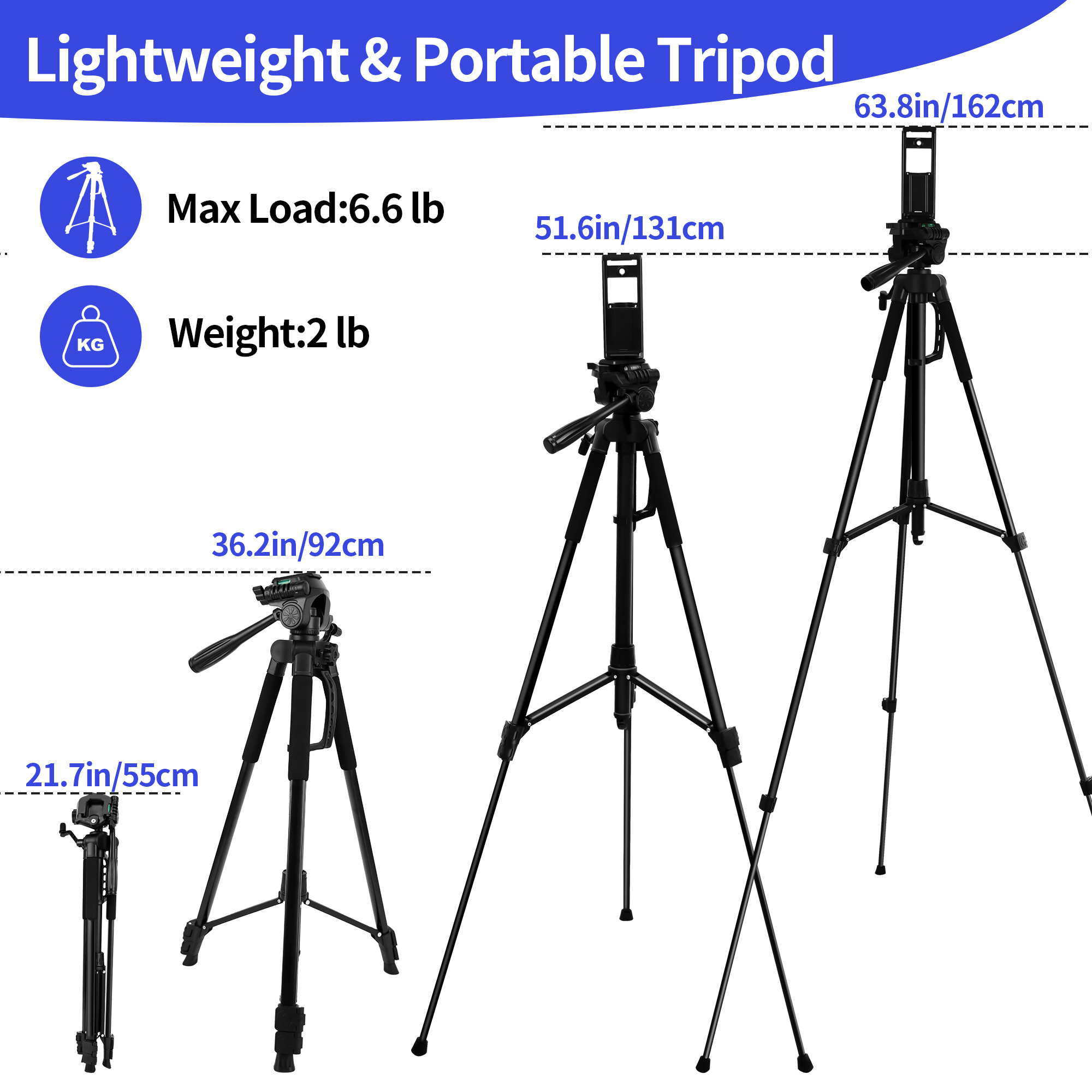 Meromore 63 Inch Tripod Stand with Phone Holder and Remote photo 4