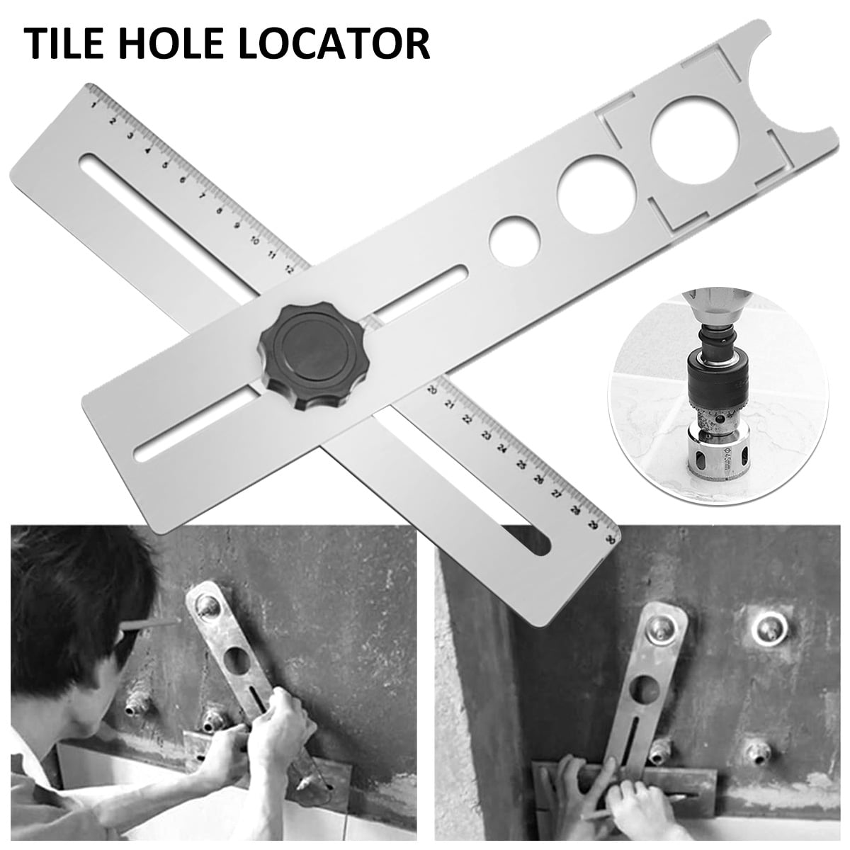 Stainless Steel Ceramic Tile Hole Locator Universal Punching Saw Drill Bit Tools 
