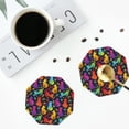 thumbnail image 4 of Lsque Colorful Cats Pattern 4" Drink Coasters Set of 4, PVC Leather Absorbent Coasters, Table Coaster Set Decorative Coffee Cup Coasters Housewarming Gift -Octagon, 4 of 6