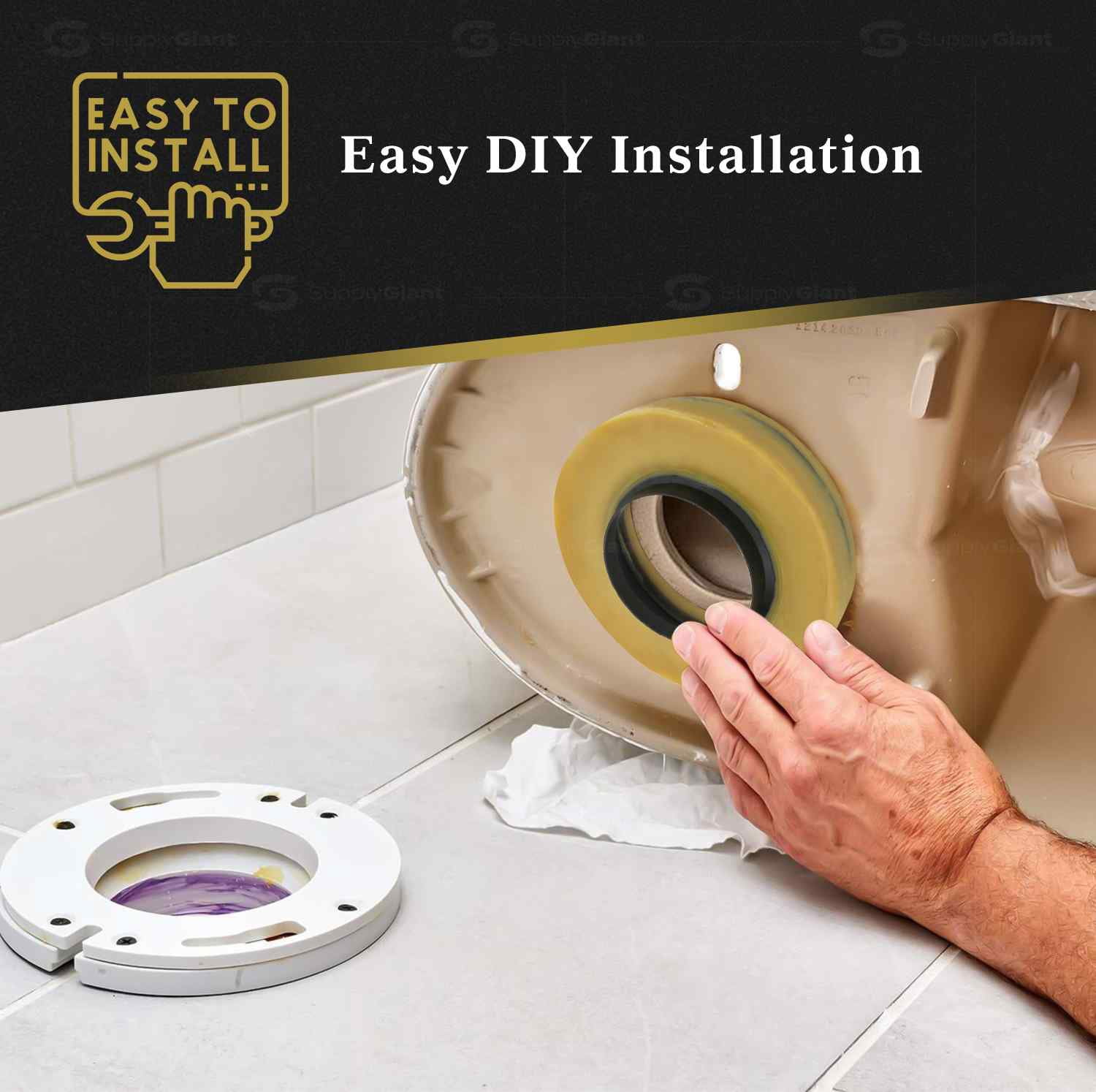 Extra Thick Toilet Wax Ring Gasket with Flange for Toilet Bowl Waste Lines, Universal Fit for 3 or 4 Inch Lines- Gas, Odor, and Watertight Seal