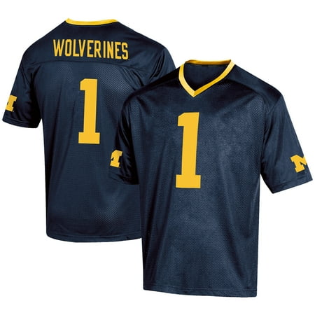 Men's Russell #1 Navy Michigan Wolverines Fashion Football (Best Deals On Football Jerseys)