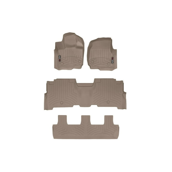 WeatherTech Custom Fit FloorLiners compatible with 2021-2024 Ford Expedition - Complete Set (1st, 2nd, & 3rd Row), Tan