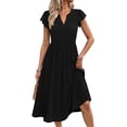 thumbnail image 3 of Fantaslook Summer Dresses for Women Ruffle Sleeve V Neck Midi Dresses Fashion Casual Flowy Vacation Sundress, 3 of 9