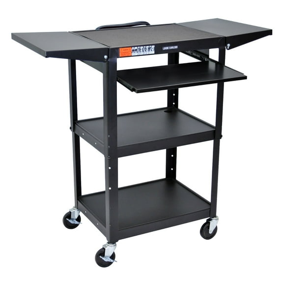 FSE 373-UCMT1KBDL Adjustable-Height Steel Utility Cart - Pullout Keyboard Tray, Drop Leaf, Black