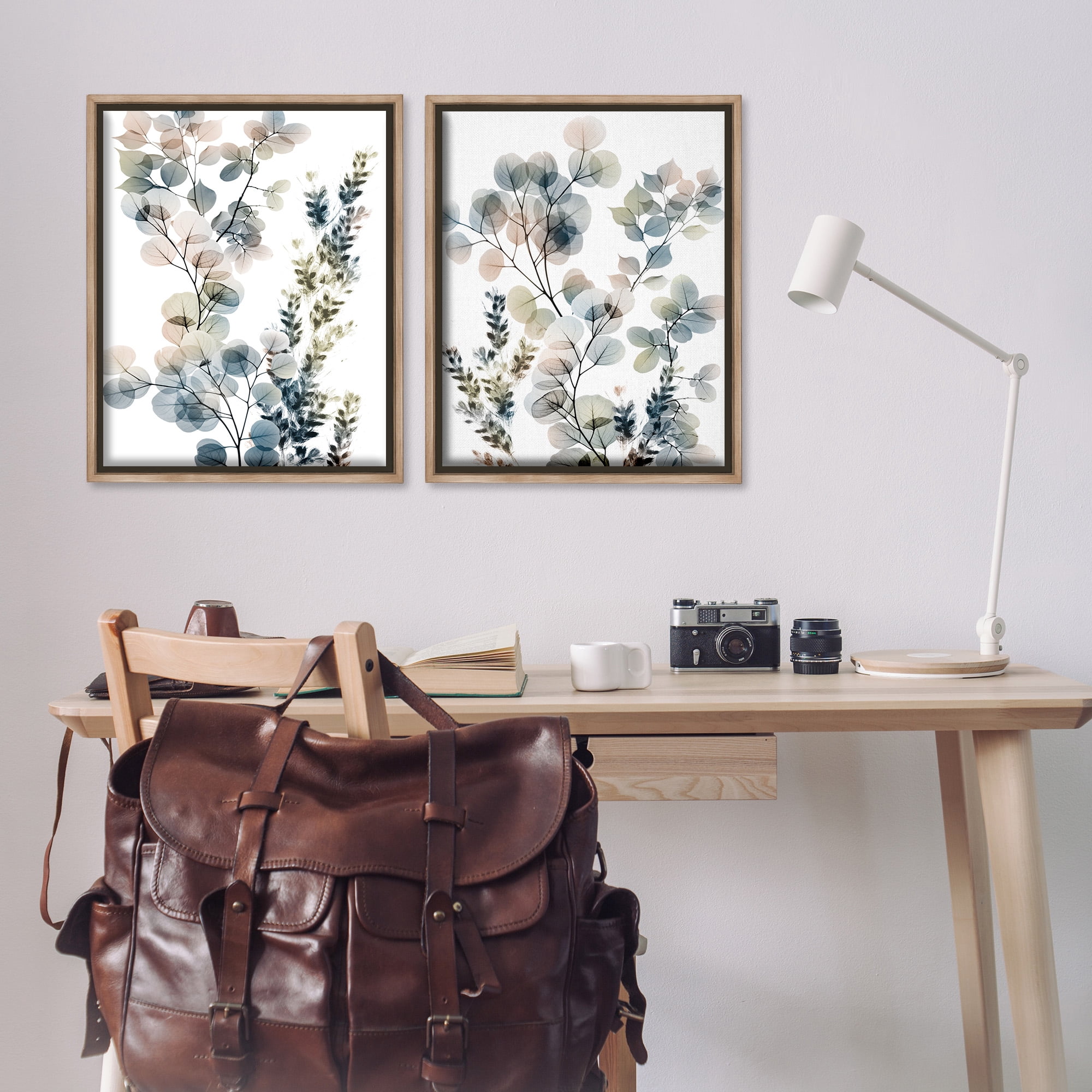 Stupell Industries Collage of Translucent Plants Botanical & Floral Photography Brown Floater Framed Canvas Art Print Wall Art, 25 x 31, Set of 2