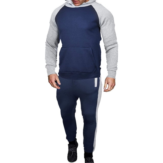 DPTALR Men's Jogging Suit Sports Hoodie Set Two-Piece Jacket With Hood And Pockets Long Sleeve Hooded Set