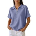 thumbnail image 2 of Otntypg Women's Quarter Zip Short Sleeve Tops Lightweight Casual Waffle Knit Collared Golf Shirts Loose Fit Dressy Textured Pullover Blouse, 2 of 8