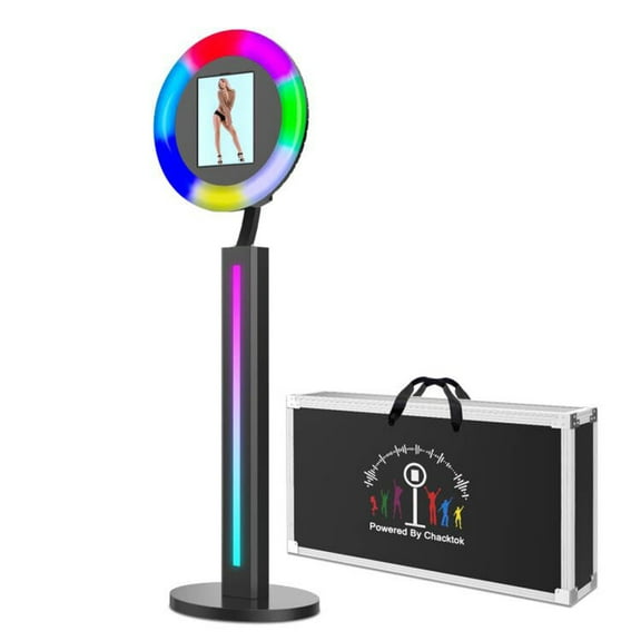 JIYANG Ipad Photo Booth Compatible with Ipad 10.2in 10.9in 12.9in, APP Control Light Box, Music Sync, Flight Case