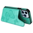thumbnail image 4 of iPhone 13 Pro Case,Dteck Butterfly Pattern Magnetic Leather Card Holder Wallet Case Shockproof Rubber Hybrid Kickstand Cover for iPhone 13 Pro,Green, 4 of 5