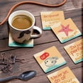 thumbnail image 3 of Inkdotpot Set of 6 Drink Coasters Easy Clean 4-inch SquareCoastersCork Base-Reusable- Motivational Quotes, 3 of 8