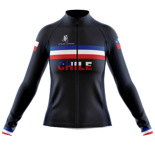 Long Sleeve Cycling Jersey Chile Black Flag Womens - L