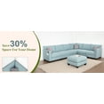 thumbnail image 4 of Large Blue Linen Sectional Sofa | 6-Seater Modular Corner Sofa with Storage & USB Ports | Modern Living Room Seating, 4 of 14
