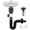 Chrome-Small Cover Cap, variant on Bathroom Sink Drain Kit Chrome Small Cover Cap Pop Up Stopper Flexible P-Pipe Replacement