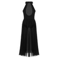 thumbnail image 2 of Fldy Kids Girls Mock Neck Lyrical Contemporary Ballet Dance Leotard Mesh Maxi Skirt Dress Stage Black 14, 2 of 6