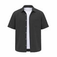 thumbnail image 4 of Yertdoel Men's Button Down Shirts Solid Color Short Sleeve Lapel Neck Shirt Soft Comfortable Breathable Outdoor Cycling Hiking Summer Casual Tops, 4 of 6