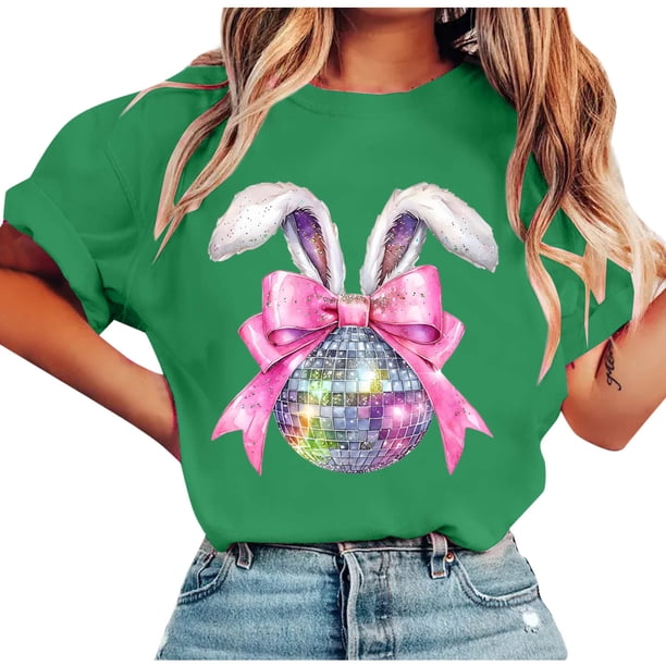 Tops de Manga Corta de Verano para las Mujeres Imprimir Blusa de Cuello Redondo, Moda Ligera de Poliéster Spandex
