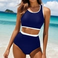 thumbnail image 2 of UTSJKR High Waisted Bikini Sets for Women Athletic Two Piece Color Block Tummy Control Bathing Suits Trendy 2025 Blue XL, 2 of 8