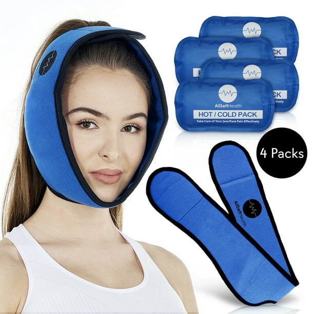 Face Ice Pack With 4 Reusable Hot or Cold Gel Packs for Head and Chin