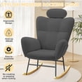 thumbnail image 5 of UHOMEPRO Modern Teddy Fabric Rocking Chair, Accent Rocker Chair with High Backrest, Accent Glider Rocker for Living Room Bedroom Playroom, Gray, 5 of 8