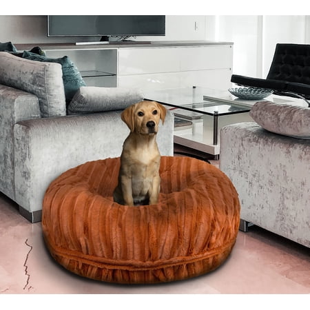 Bessie and Barnie Signature Sahara Luxury Extra Plush Faux Fur Bagel Pet/Dog Bed
