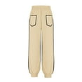 thumbnail image 6 of FUNUONY Womens Wide Leg Barrel Pants Elastic High Waisted Trousers Loose Casual Palazzo Pants with Pockets Cropped Relax Fit Trouser Ankle Pants Baggy Casual Summer Pants with Pockets Beige L, 6 of 6