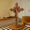 thumbnail image 2 of Religious St. Benedict's Exorcism Cross Wood Carving, Catholic Altar Prayer, Wooden Cross Baptismal Decor Craft (Gold,25cm), 2 of 7