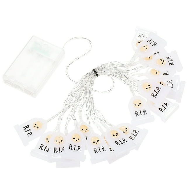 MesaSe Halloween Tombstone String Lights | 20pcs R.I.P Graveyard Tombstone LED Light String | 9.8ft Halloween Decorative Lights Battery Operated Outdoor Decoration