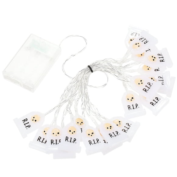 MesaSe Halloween Tombstone String Lights | 20pcs R.I.P Graveyard Tombstone LED Light String | 9.8ft Halloween Decorative Lights Battery Operated Outdoor Decoration