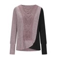 thumbnail image 6 of Diufon Knitted Tops for Women Trendy Lace Hollow Out Loose Long Sleeve Crewneck Shirts Casual Strip Blouse, 6 of 7